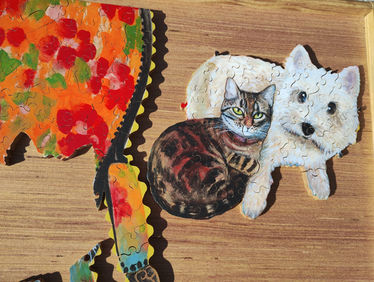 Cat and Dog on a sofa chair