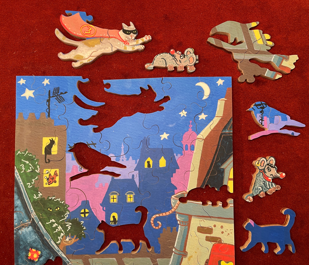 Halloween Cats Night Puzzlapy Hummingbird Handcuts Wooden Puzzles